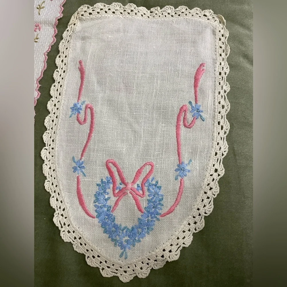 Vintage hand embroidered towel and small cloth #4